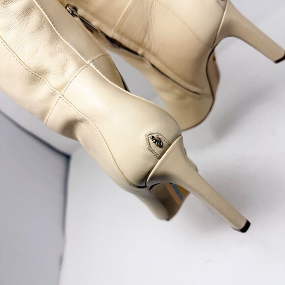 Sam Edelman Shauna Cream Heeled Tall Leather Boots Size 8.5 - Picture 8 of 12